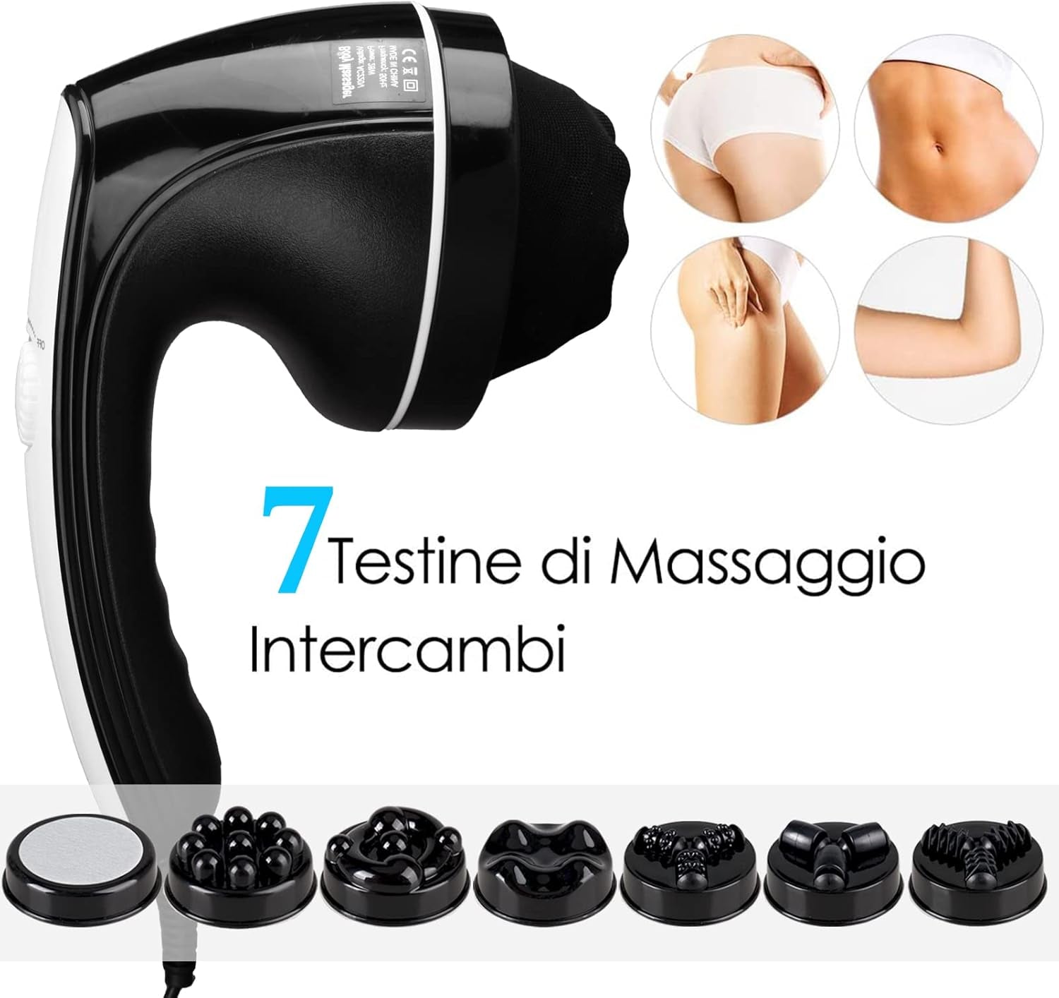 Poligono - Masajeador 7 En 1, Anticelulítico Equipado Con 7 Cabezales Intercambiables, Portátil Y Multiusos, Potencia Ajustable.