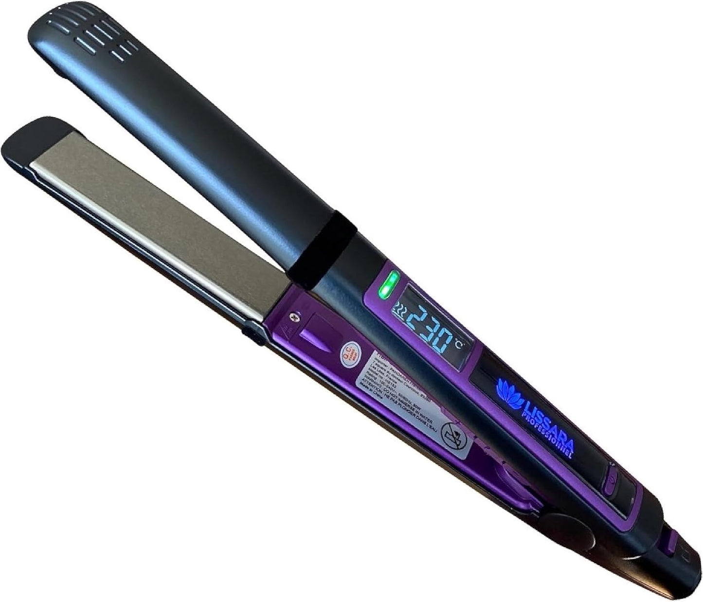 Lissara Classic Evolv - Plancha De Pelo Profesional - Placas De Nanotitanio Y Flotantes - Detector De Humedad - 230 °C - Especial Para Alisado Brasileño - Negra