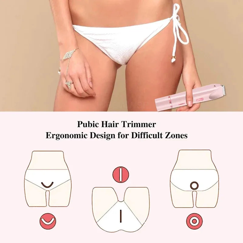 Dual Head Hair Trimmer Women Electric Razors Rechargeable Wet Dry Painless Shaver Machine Hair Remover for Body Private Areas