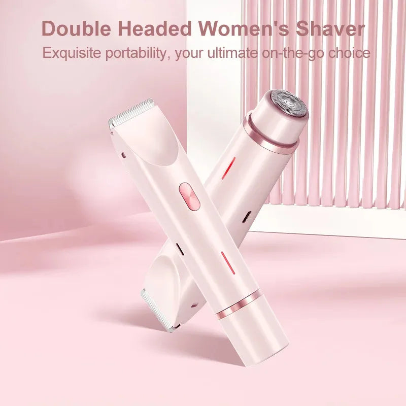 Dual Head Hair Trimmer Women Electric Razors Rechargeable Wet Dry Painless Shaver Machine Hair Remover for Body Private Areas