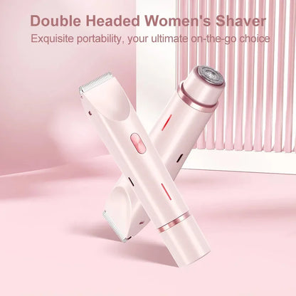 Dual Head Hair Trimmer Women Electric Razors Rechargeable Wet Dry Painless Shaver Machine Hair Remover for Body Private Areas