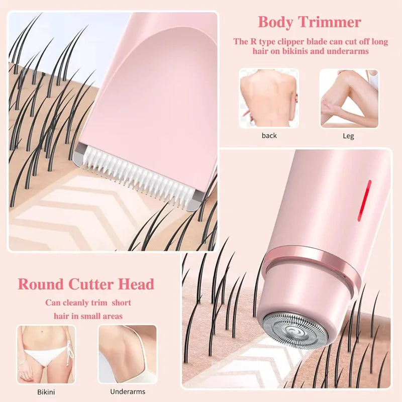 Dual Head Hair Trimmer Women Electric Razors Rechargeable Wet Dry Painless Shaver Machine Hair Remover for Body Private Areas