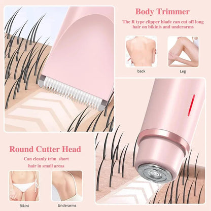 Dual Head Hair Trimmer Women Electric Razors Rechargeable Wet Dry Painless Shaver Machine Hair Remover for Body Private Areas
